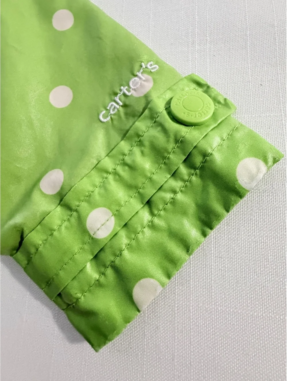 Carter's Toddler 2T Green Polka Dot Frog Hooded Rain Jacket with Pink Lining